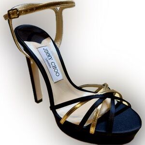 Jimmy Choo Elegant Black and Gold Heels